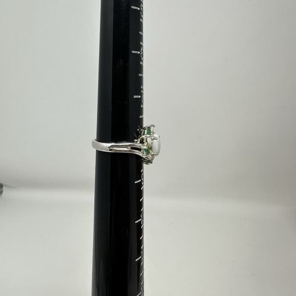 925 Sterling Silver Opal and Green Chrysoprase Ring Size 8 - Picture 8 of 8